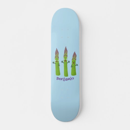 Cute asparaging vegetable trio cartoon persoonlijk skateboard (Voorkant)