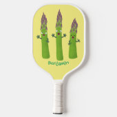 Cute asparaging vegetable trio cartoon pickleball paddle (Achterkant)