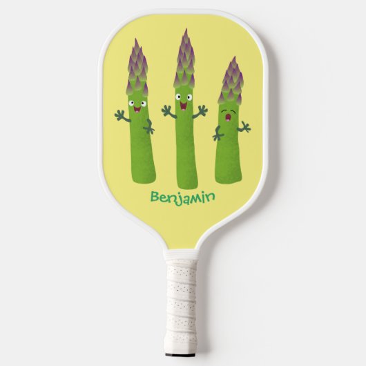 Cute asparaging vegetable trio cartoon pickleball paddle (Achterkant)