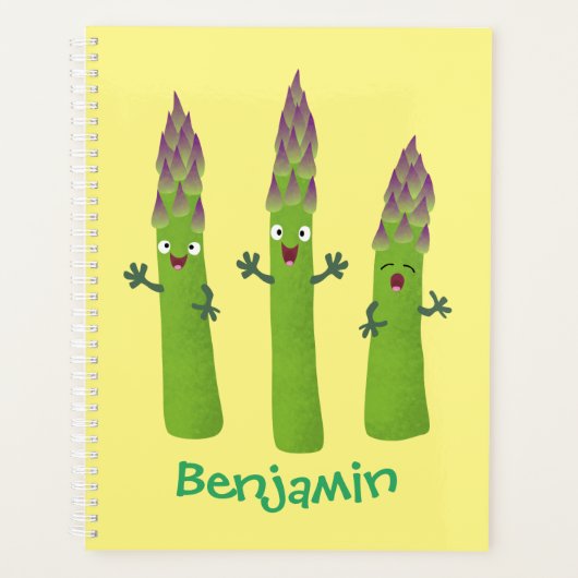 Cute asparaging vegetable trio cartoon planner (Voorkant)