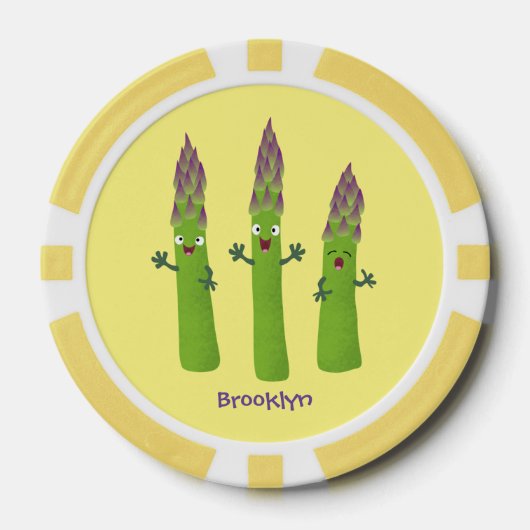 Cute asparaging vegetable trio cartoon poker chips (Voorkant)