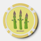Cute asparaging vegetable trio cartoon poker chips (Achterkant)