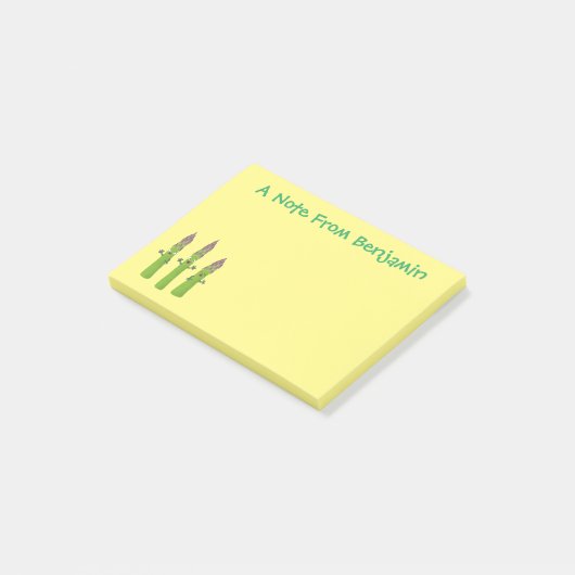 Cute asparaging vegetable trio cartoon post-it® notes (Schuin)