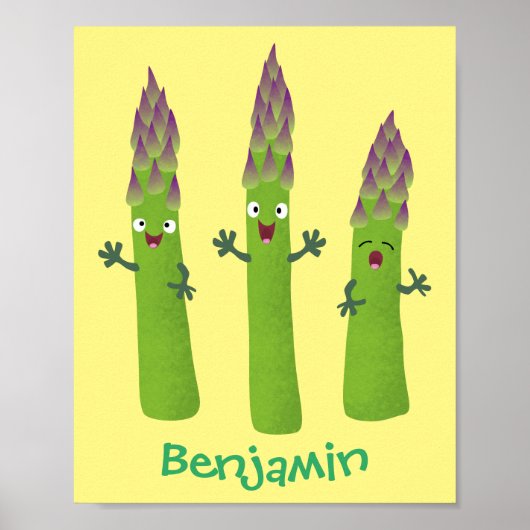 Cute asparaging vegetable trio cartoon poster (Voorkant)