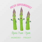 Cute asparaging vegetable trio cartoon raamsticker (Vel)