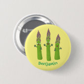 Cute asparaging vegetable trio cartoon ronde button 5,7 cm (Voorkant /achterkant)