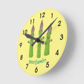 Cute asparaging vegetable trio cartoon ronde klok (Hoek)