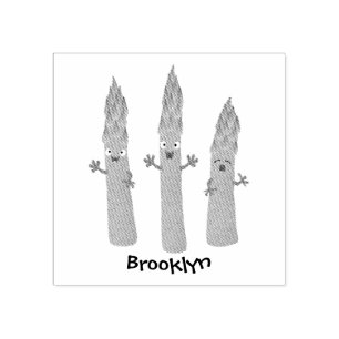 Cute asparaging vegetable trio cartoon rubberstempel