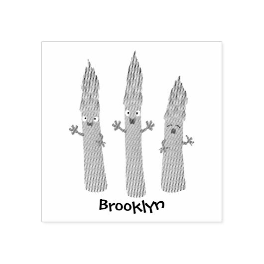 Cute asparaging vegetable trio cartoon rubberstempel (Afrduk)
