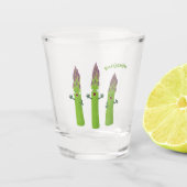 Cute asparaging vegetable trio cartoon shot glas (Voorkant)