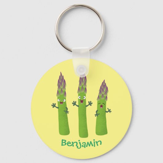 Cute asparaging vegetable trio cartoon sleutelhanger (Voorkant)