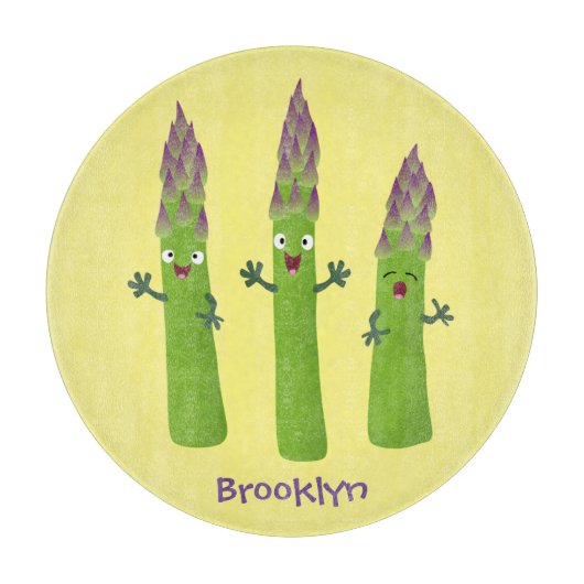 Cute asparaging vegetable trio cartoon snijplank (Voorkant)
