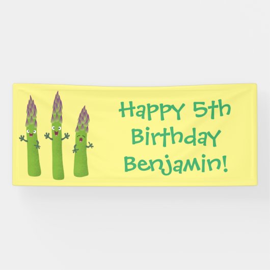 Cute asparaging vegetable trio cartoon spandoek (Horizontaal)