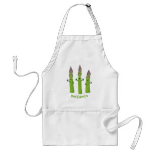 Cute asparaging vegetable trio cartoon standaard schort