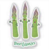Cute asparaging vegetable trio cartoon sticker (Voorkant)