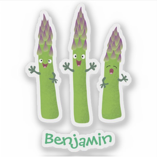 Cute asparaging vegetable trio cartoon sticker (Voorkant)