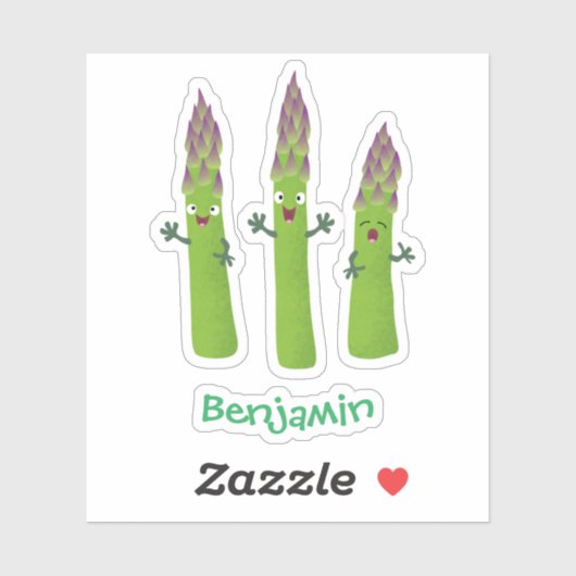 Cute asparaging vegetable trio cartoon sticker (Vel)
