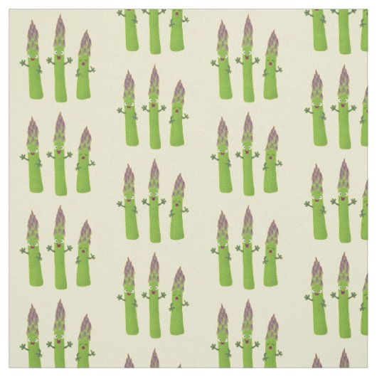 Cute asparaging vegetable trio cartoon stof (Swatch)