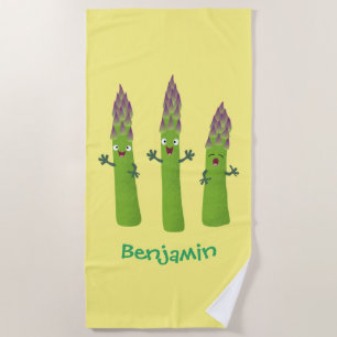 Cute asparaging vegetable trio cartoon strandlaken