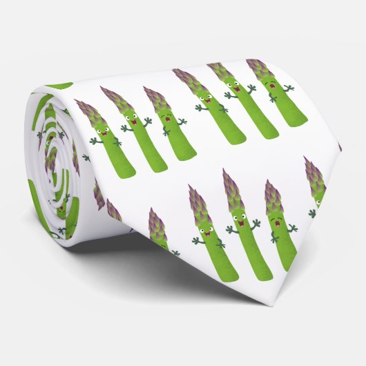Cute asparaging vegetable trio cartoon stropdas (Opgerold)