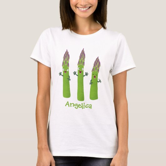 Cute asparaging vegetable trio cartoon t-shirt (Voorkant)