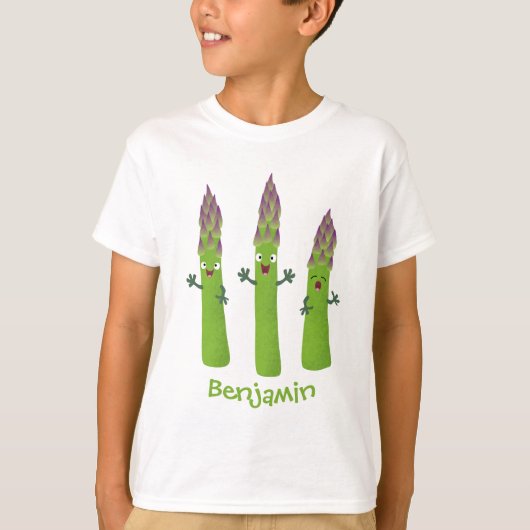 Cute asparaging vegetable trio cartoon t-shirt (Voorkant)