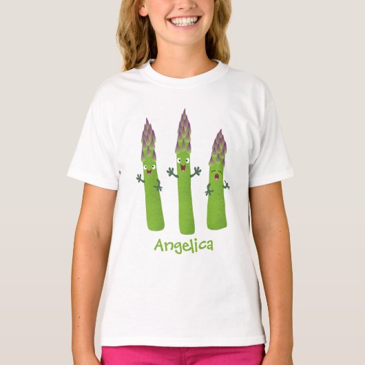 Cute asparaging vegetable trio cartoon t-shirt (Voorkant)