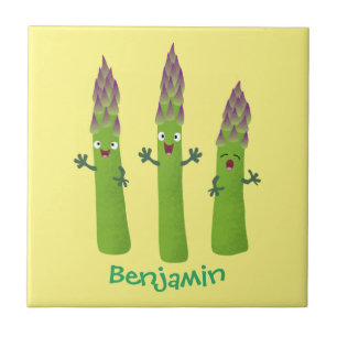 Cute asparaging vegetable trio cartoon tegeltje
