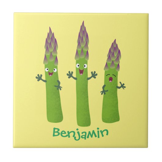 Cute asparaging vegetable trio cartoon tegeltje (Voorkant)
