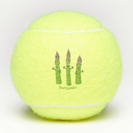 Cute asparaging vegetable trio cartoon tennisballen (Voorkant)