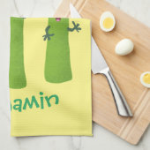 Cute asparaging vegetable trio cartoon theedoek (Quarter Fold)