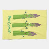 Cute asparaging vegetable trio cartoon theedoek (Horizontaal)