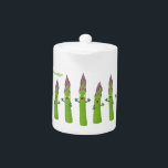Cute asparaging vegetable trio cartoon theepot<br><div class="desc">Vegetable fun. This cute asparagus trio is singing in happy cartoon style!</div>