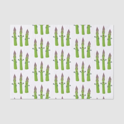 Cute asparaging vegetable trio cartoon tissuepapier (Voorkant)