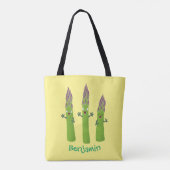 Cute asparaging vegetable trio cartoon tote bag (Achterkant)