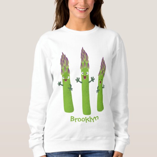 Cute asparaging vegetable trio cartoon trui (Voorkant)