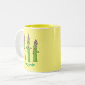 Cute asparaging vegetable trio cartoon tweekleurige koffiemok (Voorkant links)