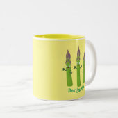 Cute asparaging vegetable trio cartoon tweekleurige koffiemok (Voorkant rechts)
