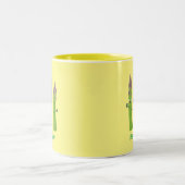 Cute asparaging vegetable trio cartoon tweekleurige koffiemok (Center)