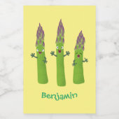 Cute asparaging vegetable trio cartoon voedselcontainer etiket (Enkel label)