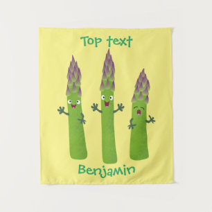 Cute asparaging vegetable trio cartoon wandkleed
