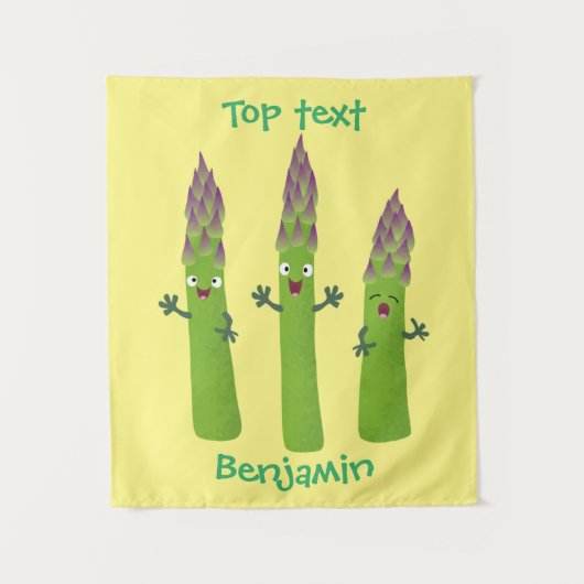 Cute asparaging vegetable trio cartoon wandkleed (Voorkant)