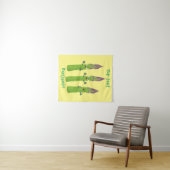Cute asparaging vegetable trio cartoon wandkleed (In Situ (horizontaal))
