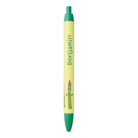 Cute asparaging vegetable trio cartoon zwarte inkt pen (Voorkant Verticaal)