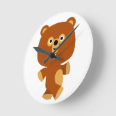 Cute Assertive Cartoon Bear Wall Clock Ronde Klok (Hoek)