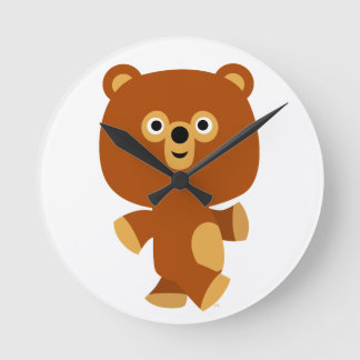 Cute Assertive Cartoon Bear Wall Clock Ronde Klok