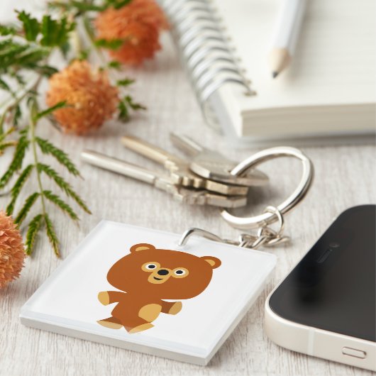 Cute Assertive Cartoon Beer AcrylSleutelhanger Sleutelhanger (Voorkant Rechts)