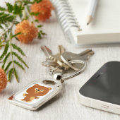 Cute Assertive Cartoon Beer Metal Sleutelhanger (Zijkant)