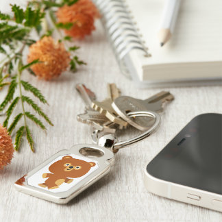 Cute Assertive Cartoon Beer Metal Sleutelhanger