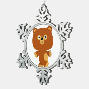 Cute Assertive Cartoon Beer Pewter Ornament